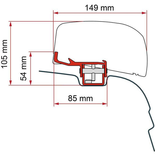 Fiamma Adapter für F40 Markise an VW T5/T6 RHD (98655Z153)