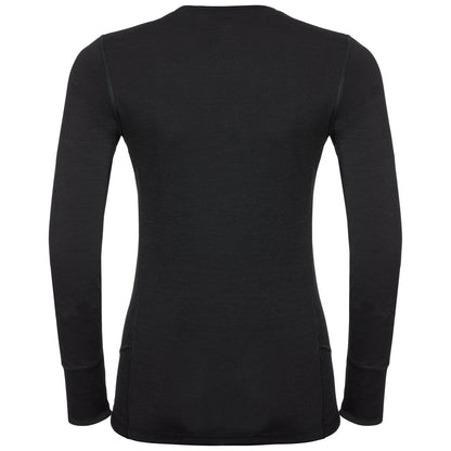 Odlo Women's NATURAL 100% MERINO WARM Long-Sleeve Base Layer Top Black-Black