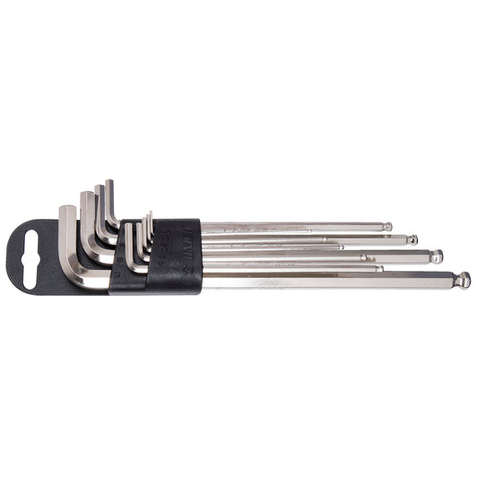 UNIOR SET OF BALL END HEXAGON WRENCHES, LONG TYPE ON PLASTIC CLIP