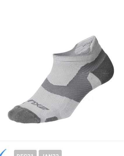 2XU Unisex Vectr Merino Light No Show Sock - Grey/Grey