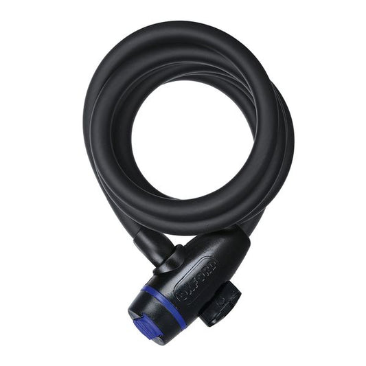 Oxford selbstaufrollendes Kabelschloss aus zugfestem Stahl, 12 mm x 1800 mm, rauchfarben