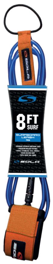 Sola 7mm 8' Surf Leash (Double Swivel) - Blue/Orange