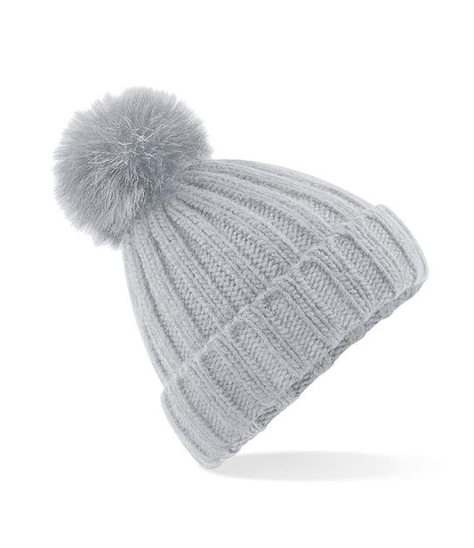 Bonnet à pompon en fourrure Beechfield VERBIER - Gris