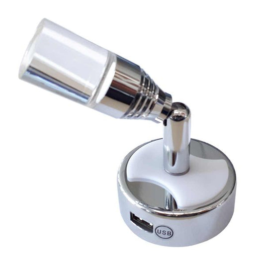 Lampe de lecture 70 mm avec port USB (12 V / 1 W / Blanc naturel / IP20)