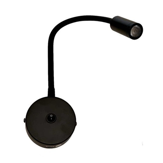 Spot Flexi Noir avec Port USB (12V / 2W / Blanc Chaud / IP20)