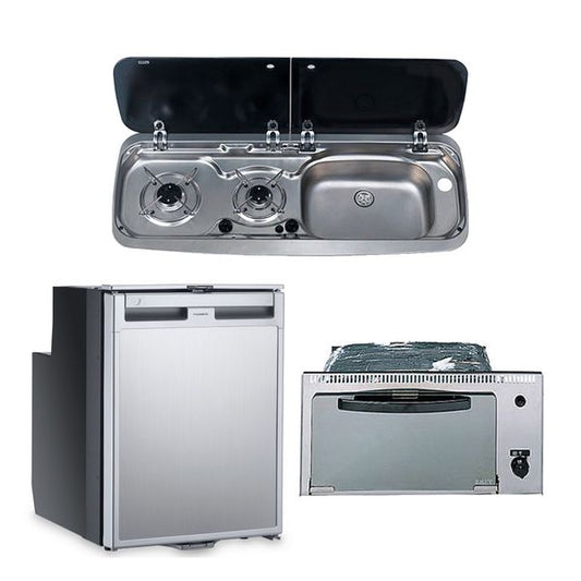 Dometic Kühlschrank, Grill, Kochfeld/Spüle im Paket (Spüle rechts, Modell 9222)