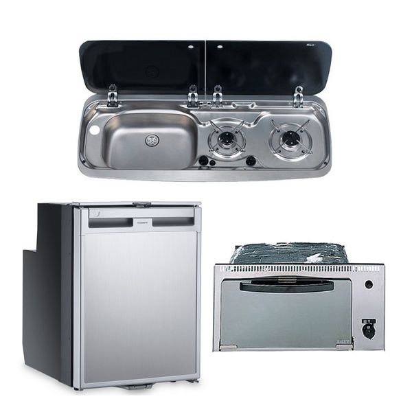 Dometic Kühlschrank, Grill, Kochfeld/Spüle im Paket (Spüle links, Modell 9222)