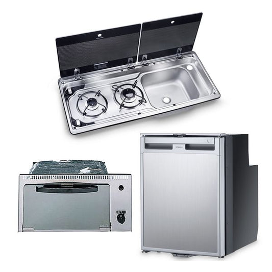 Dometic Kühlschrank, Grill, Kochfeld/Spüle im Paket (Spüle rechts, Modell 9722)