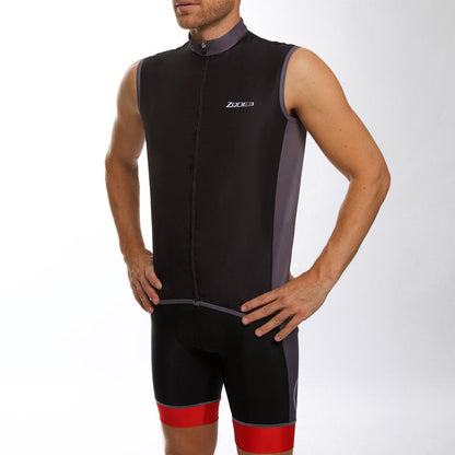 Zone 3 Men's Wind/Shower Proof Cycling Gilet - Black/Red/Grey