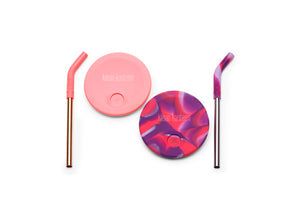 Klean Kanteen Kid Cup Straw Lid 2-Pack - Pink Tie Dye