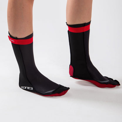 Zone 3 Neoprene Swim Socks - Black/Red