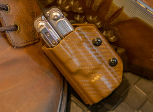 Étui Kydex Clip &amp; Carry : Leatherman FREE P4 - Fibre de carbone marron