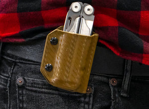 Étui Kydex Clip &amp; Carry : Leatherman Wave / Wave+ - Fibre de carbone marron