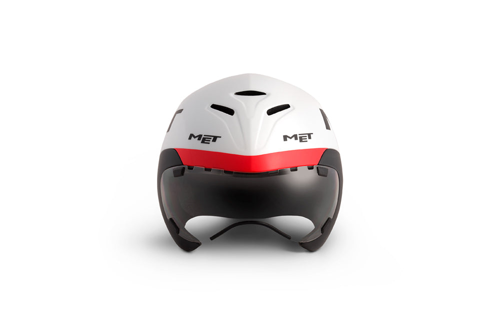 MET DRONE WHITE, BLACK & RED MATT