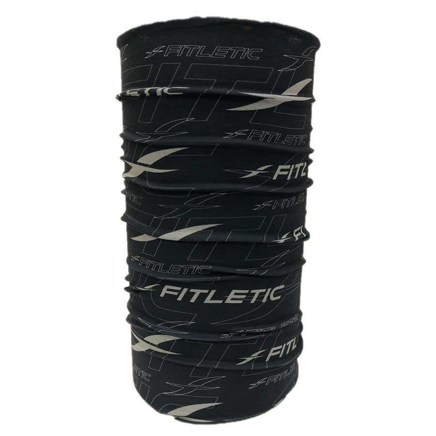 FITLETIC MULTI SCARF/NECK GAITER - BLACK/WHITE FITLETIC LOGO