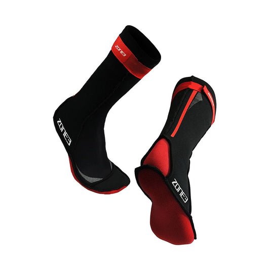 Zone3 Neopren-Schwimmsocken, Größe L, Schwarz/Rot