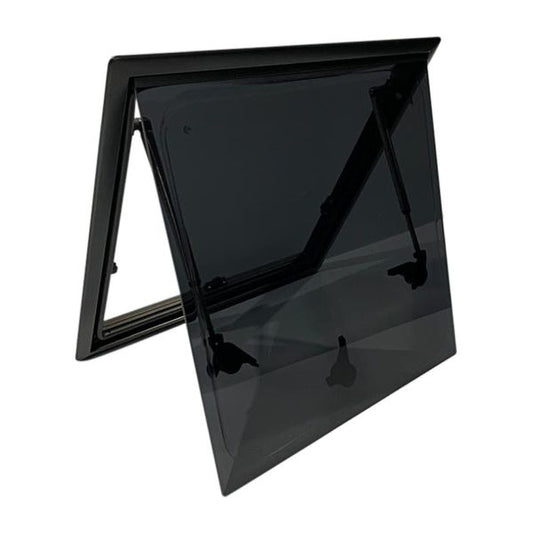 Campervan Hinged Window Black Alloy Frame 450 x 300mm