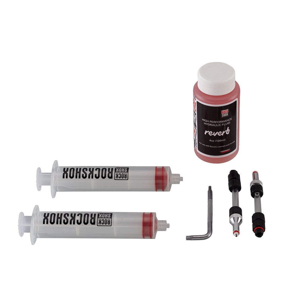 ROCKSHOX STANDARD BLEED KIT (INCLUDES 2 SYRINGES/FITTINGS REVERB HYDRAULIC FLUID 120ML BOTTLE NEW)