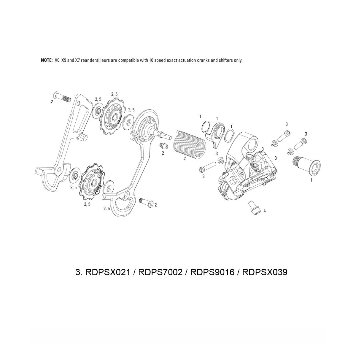 SRAM ERSATZTEIL – B-SCHRAUBEN- UND BEGRENZSCHRAUBEN-KIT FÜR SCHALTWERK X9 TYP 2 / 2011X9 10-GANG