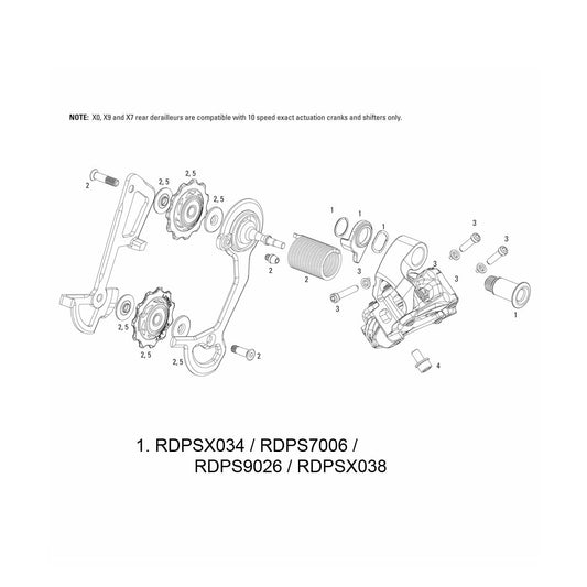 SRAM ERSATZTEIL – SCHALTERAUFHÄNGERBOLZEN-KIT X0/X9 TYP 2 / 2011 X0/X9 10-GANG