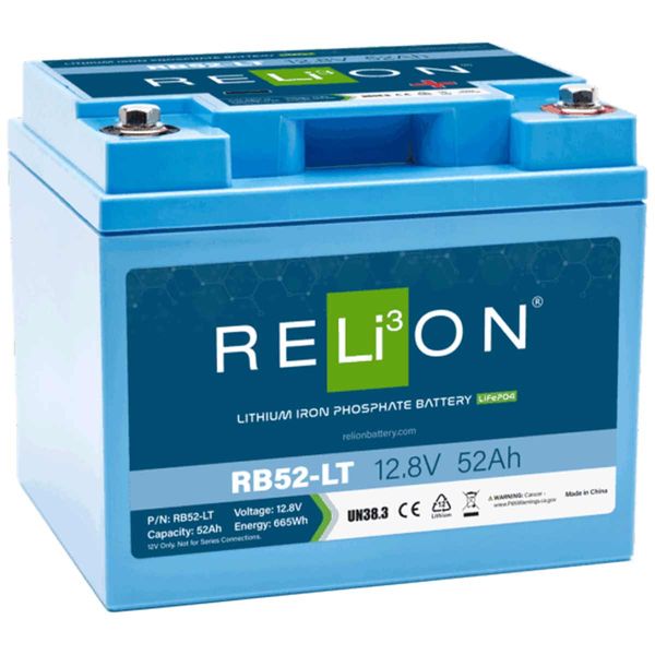 RELiON RB52-LT Lifepo4 Lithium-Ionen-Akku (12 V / 52 Ah / Niedrigtemperatur 4SC)