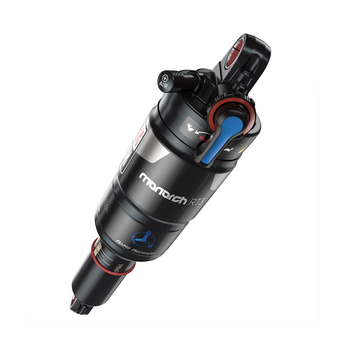 ROCKSHOX - MONARCH RT3 - (200X51/7.875X2.0) DEBONAIR HIGH VOLUME EYELET - LREB/LCOMP - SOFTPEDAL - 320LOCKOUTFORCE - FASTBLACK (INCLUDES MOUNTING HARDWARE) 2013-2015 5010/FURTADO D1 - MY16