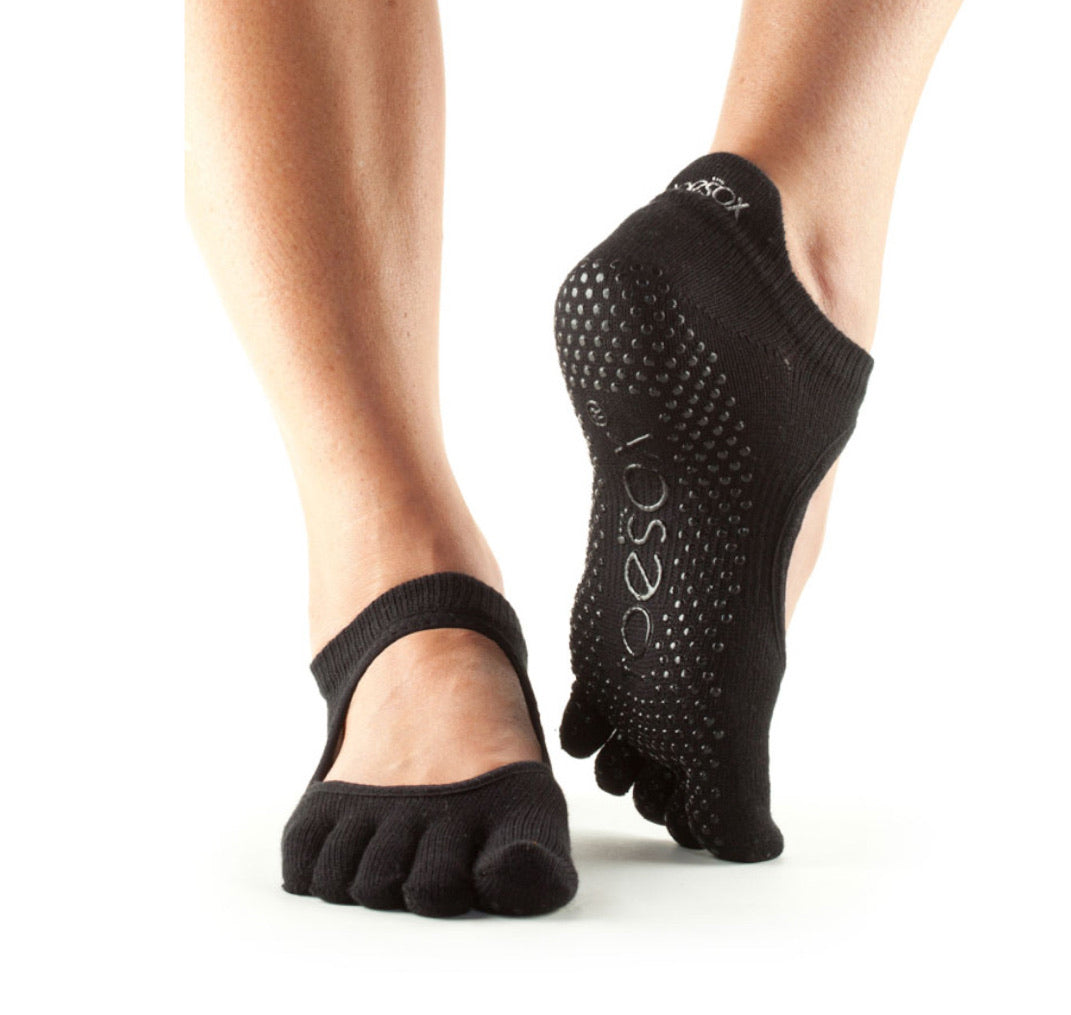 Toesox Bellarina Full Toe Non Slip Socks - Black