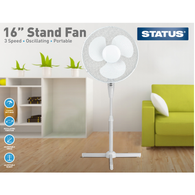 Status 16" White Stand Fan