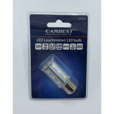 LED BA15S Light Bulb, 2.50w / 18 warm-white SMD