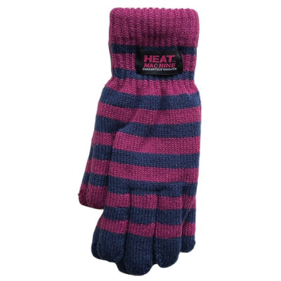 Ladies striped thermal insulated gloves (assorted colours)