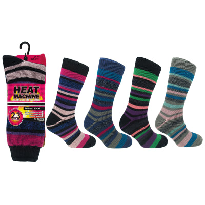 Ladies thermal insulated striped socks (assorted colours)