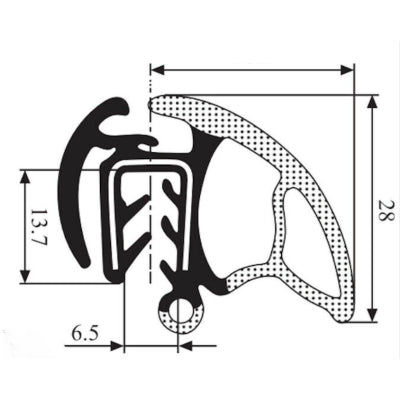 VW Transporter T5/T6 Panel Side Door Seal 50m roll